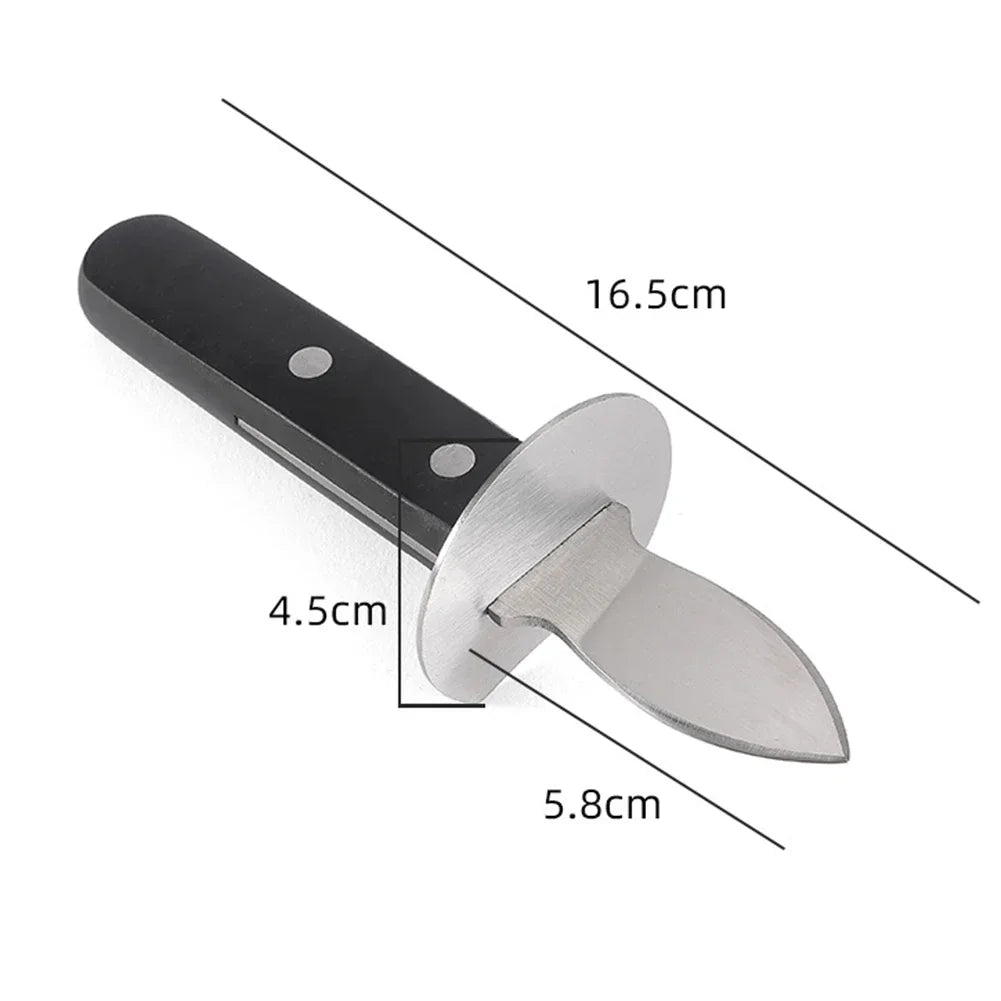 Oyster Shucking Tools Stainless Steel Scallop Shell Shucking Cutter Wood Seafood Opener Tool for Home Kitchen Barbecue Camping Qme