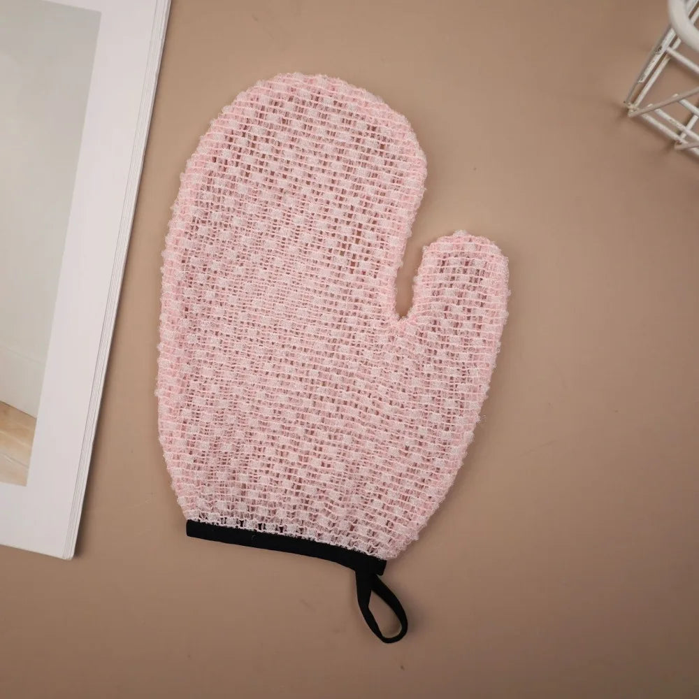 Soft Japanese Exfoliating Mitt Shower Glove Gentle Exfoliation Deep Qme Pink