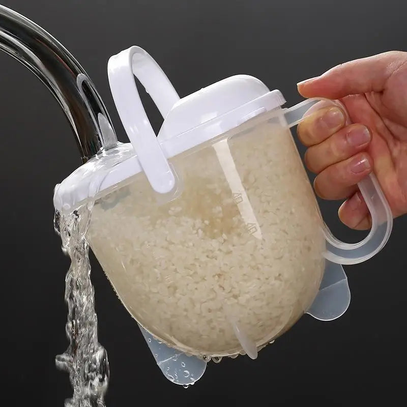 1Pc Rice Strainer With Handle , Rice Wash Strainer Bowl With Lid Convenient Multifunctional Kitchen Items For Grain Beans. Qme
