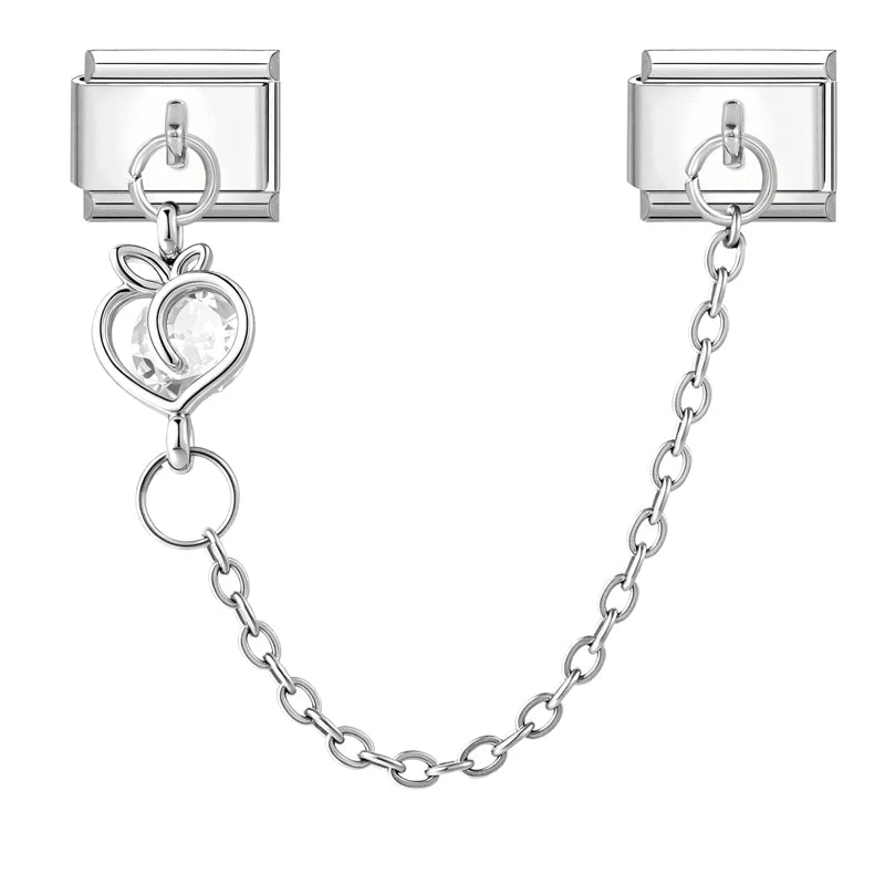 Zircon Heart Planet Butterfly Peach Tassel Chain Italian Charm Links Fit 9MM Stainless Steel Bracelet Women DIY Making Jewelry Qme S 1