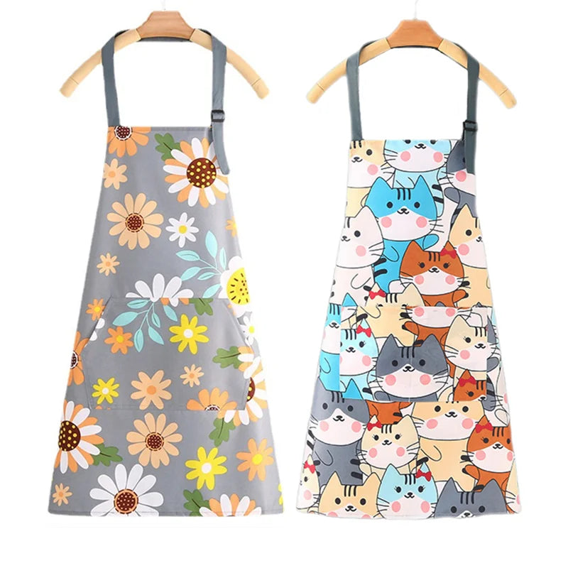 New Cotton Canvas Fashion Waterproof Apron Kitchen Aprons for Women Men Cooking Female Adult Waist Thin Breathable Male Work Qme