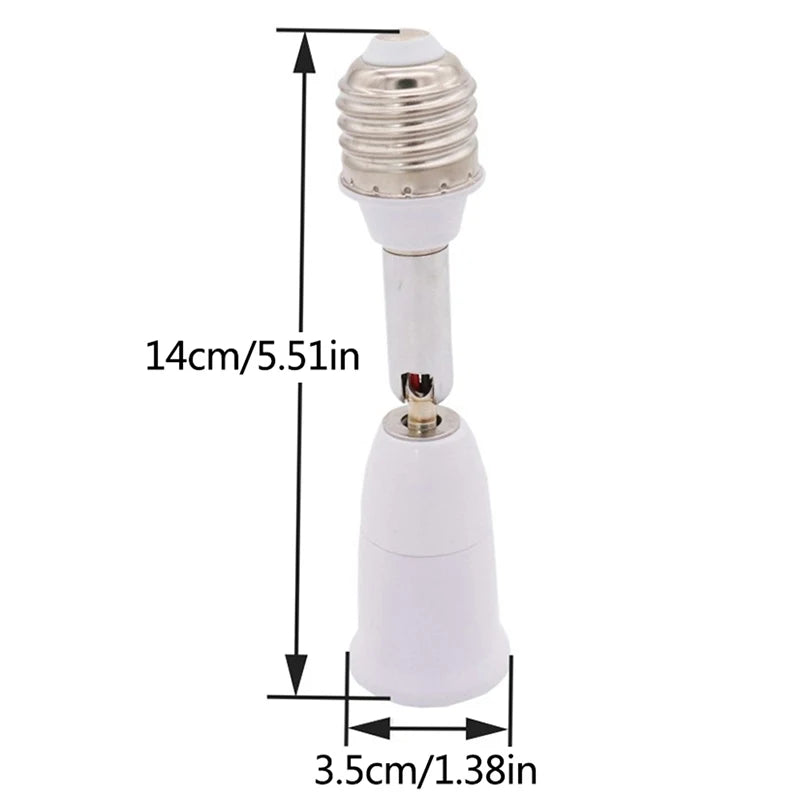 Universal E27 to E27 Lengthened Lamp Base 180 degree Rotation Tube LED Flexible Lamp base Bulb Socket Light Holder Converters. Qme 1pc