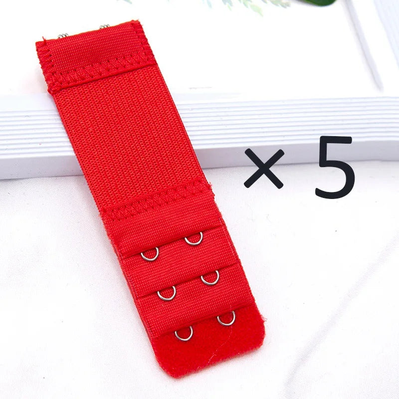 2 Hook Bra Extender Women's Elastic Extension Strap Clip Expander Qme Red one size