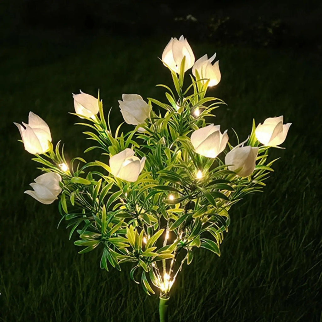 Solar Flowers Realistic Gardenia Decorative Garden Lights Powered Qme