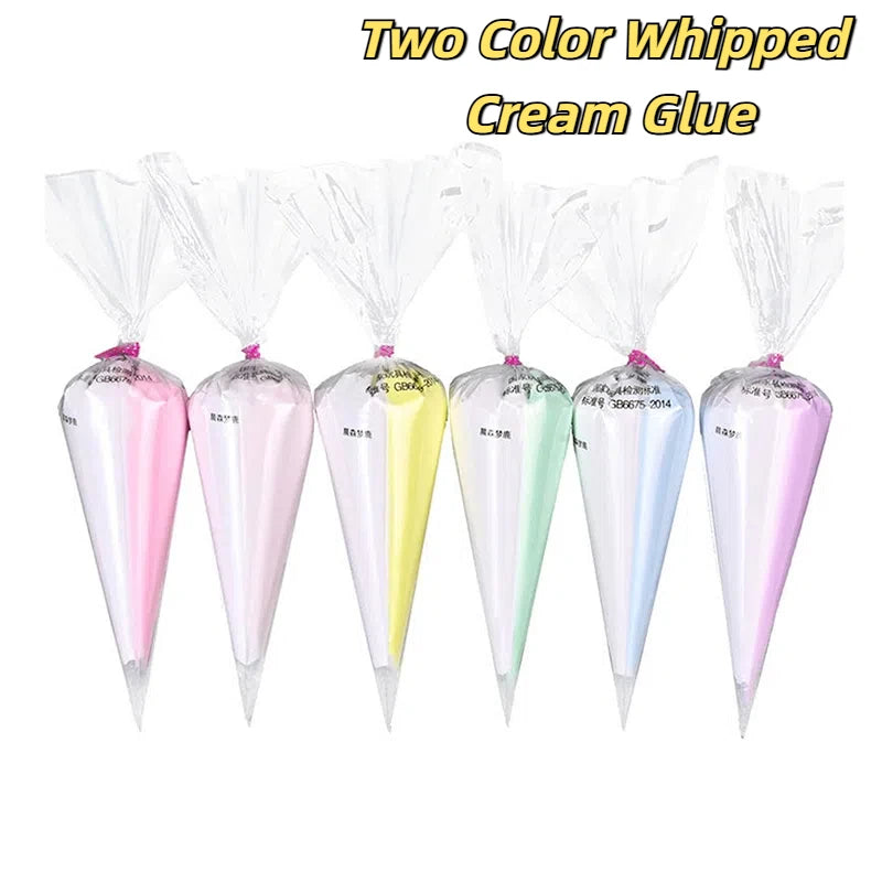 100g Two Color Whipped Cream Glue Diy Phone Case Materials Fake Cream Clay Glue with Nozzle Jewelry Making Qme