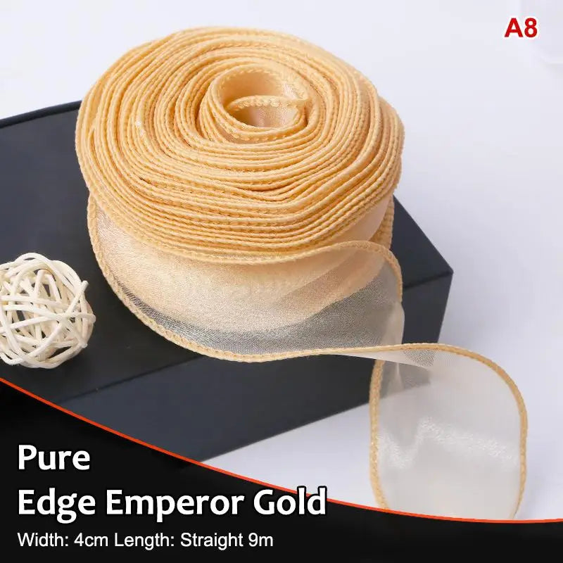 10Yards Organza Solid Ribbon Wavy Edge Flower Bouquet Gifts Packaging