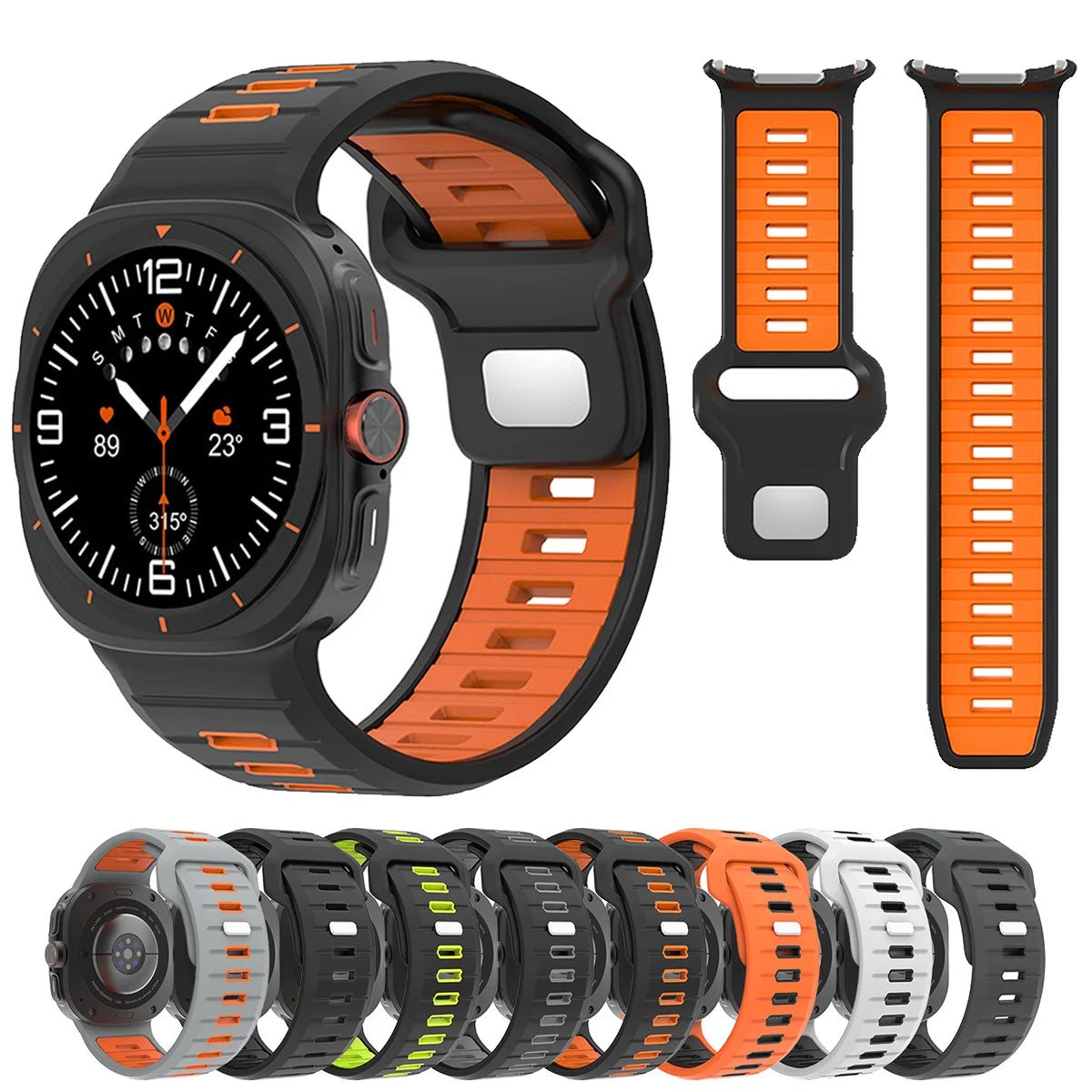 Sports Silicone Strap For Samsung Galaxy Watch Ultra 47mm Soft Loop Two Color Band For Samsung Galaxy 7 Ultra No Gaps Watchband Qme
