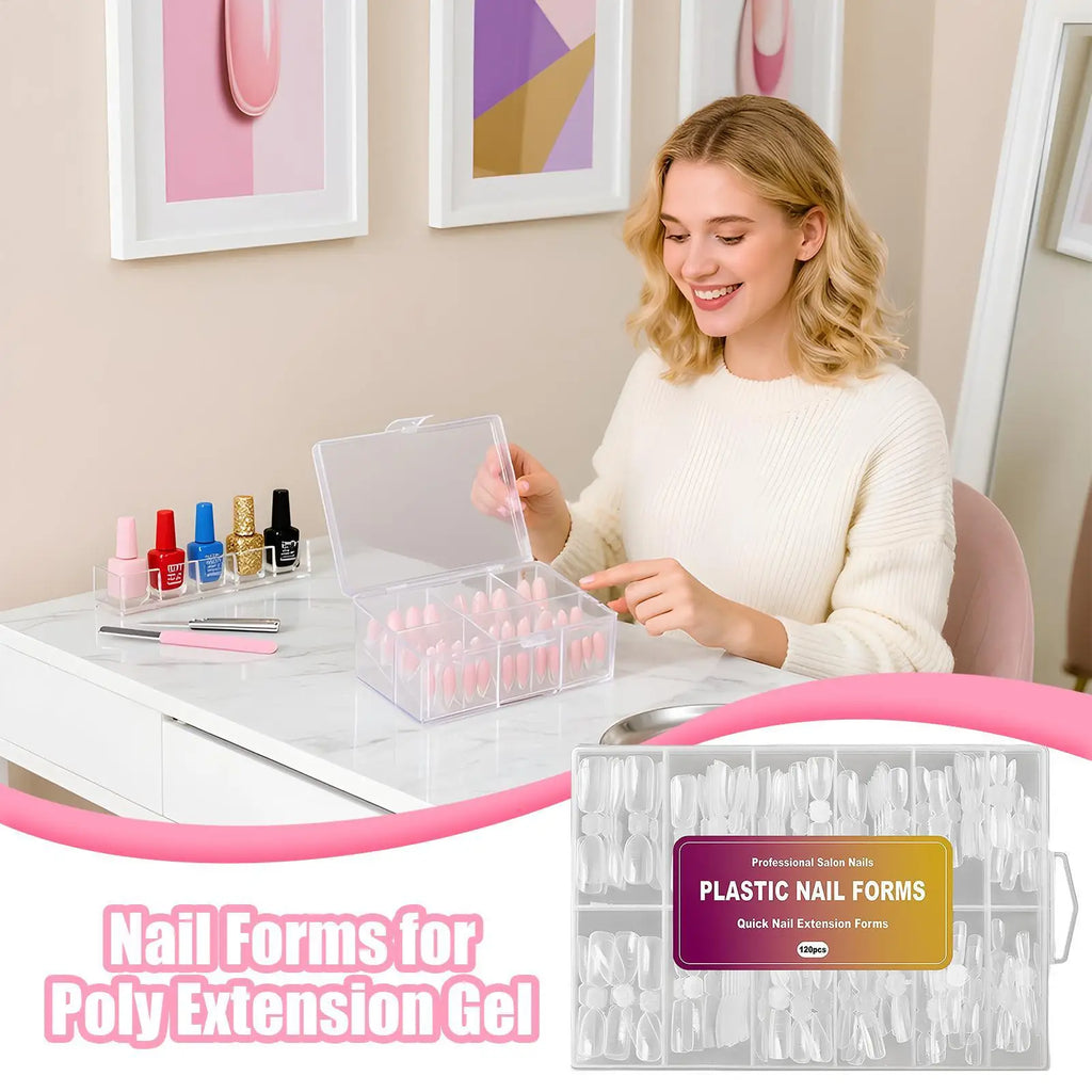 Double Nail Extension Mold 12 Sizes Clear Form False Tips Quick Qme