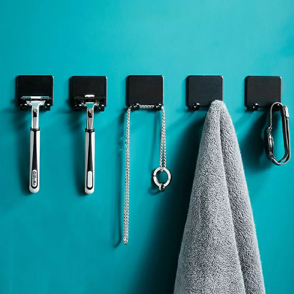Bathroom Adhesive Wall Hook Hanging Hooks Wall Coat Rack Hanger Stickers Non Punching Shaver Holder Storage Hook Razor Rack Wall Qme