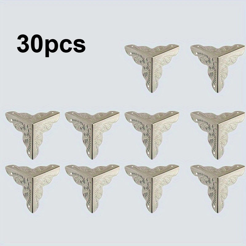 Box Corner Protectors Metal Cabinet Corner Protectors Vintage Edge Guards For Furniture Decorative With Mounting Screws Qme Silvery 30pcs