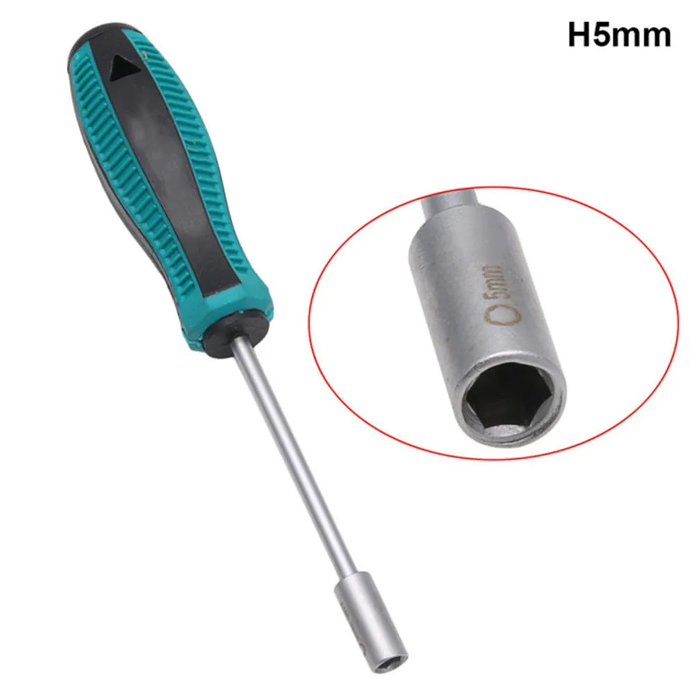 1pc Metal Socket Driver Wrench Screwdriver Hex Nut Key Nutdriver 3-6mm Screw Driver With Hanging Hole Socket Screwdriver Tools Qme 5.0mm