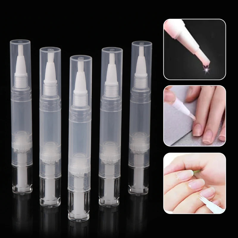 5 Refillable Nail Oil Pen Brush Tip Empty Applicator Cuticle Eyelash Qme