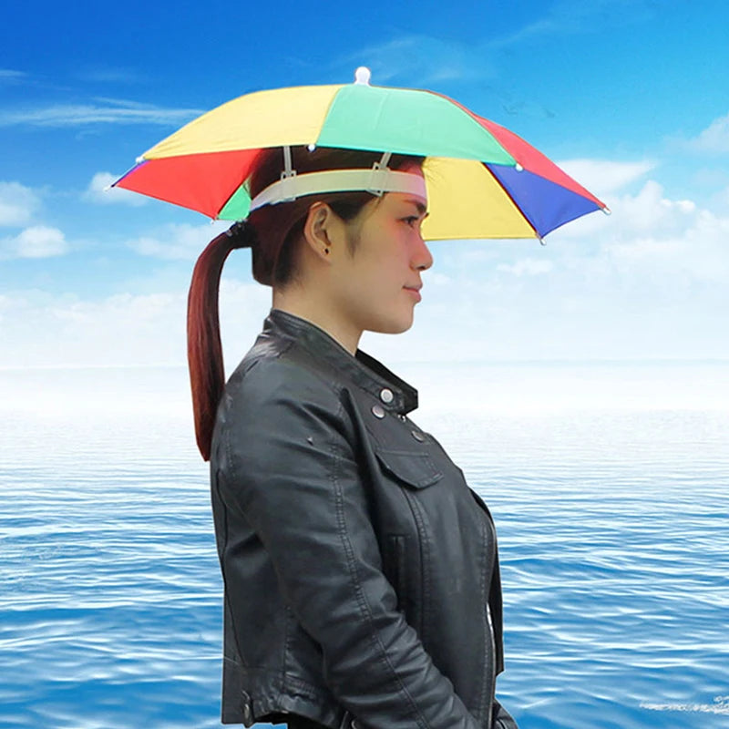 Anti-rain Headwear Brolly Cap Head Umbrella Elastic Band Waterproof Qme