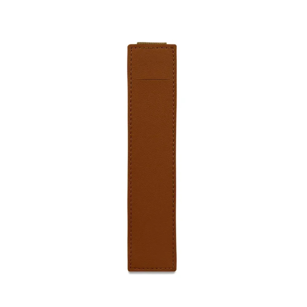 Pu Leather Pen Bag Elastic Buckle Book Notebook Fashion School Pen Case for Office Meeting Easy Carry Office Student Stationery Qme brown