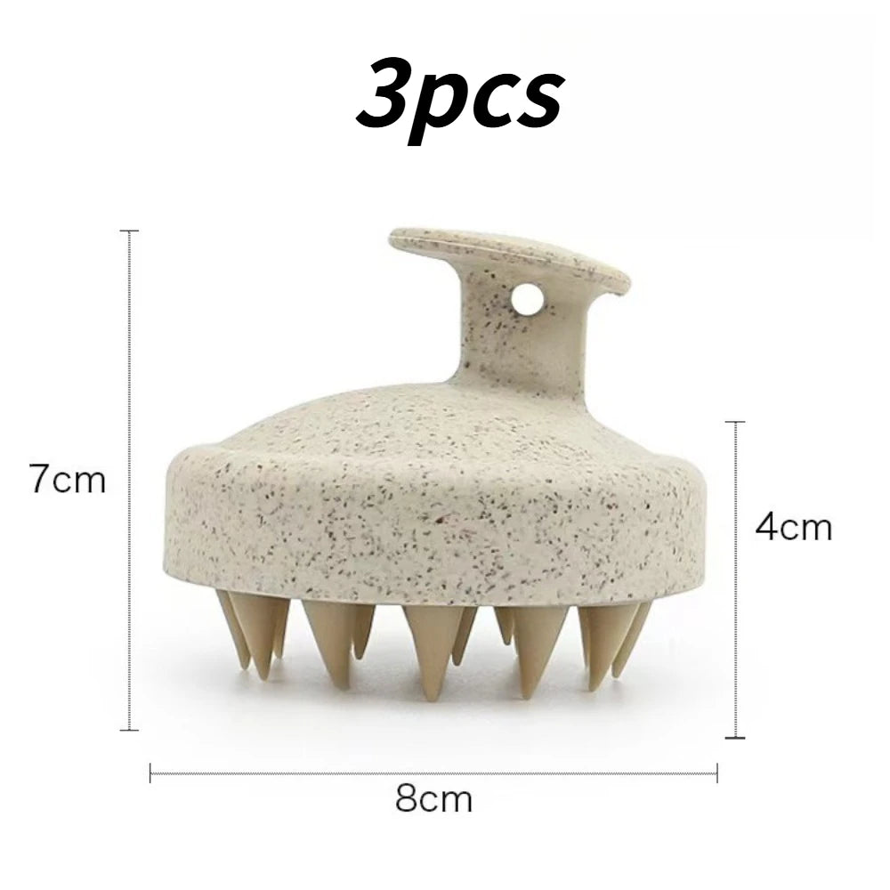 1/3pcs Soft Silicone Scalp Care Shampoo Brush Gentle Hair Washing Comb Shower Massager Home Salon Daily Hair Cleaning Tool Qme Light wheat 3pcs