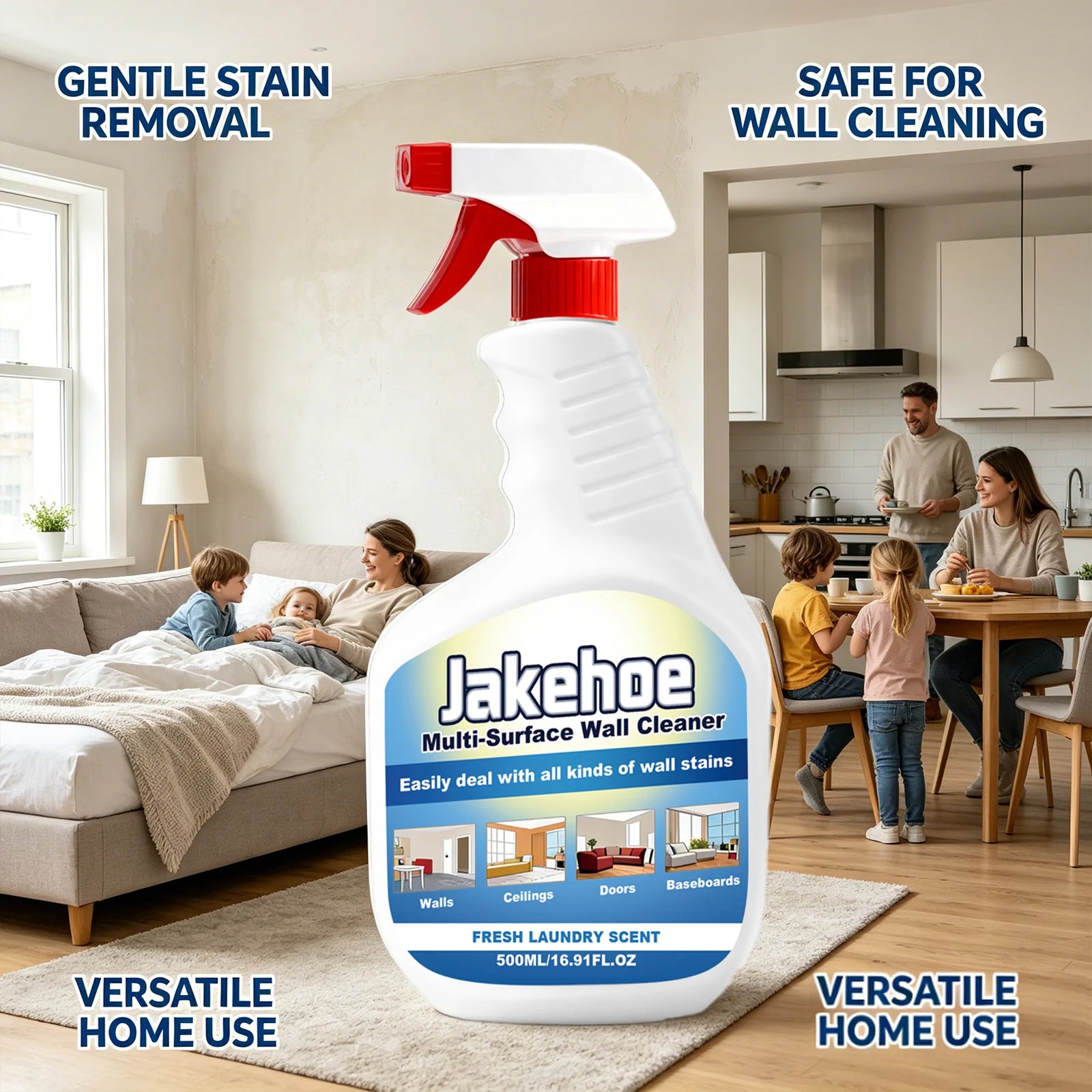 Multi-surface Wall Cleaner Effectively Removing Fingerprints & Crayon Marks Freshing Aroma Save Time Wall Decontamination Spray Qme