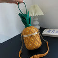 Women Pineapple-Shaped Crossbody Bag PU Leather Rivets Chain Strap Shoulder Bag Tote Novelty Handbags Summer Beach for Girls Qme Yellow