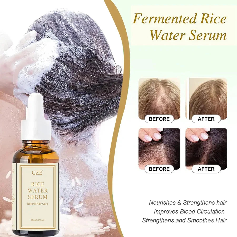 GZE Organic Rice Water Serum For Hair Gr th, Skincare, Rice Water Essential Oil Revitalize and Strengthen Hair for Men and Women Qme