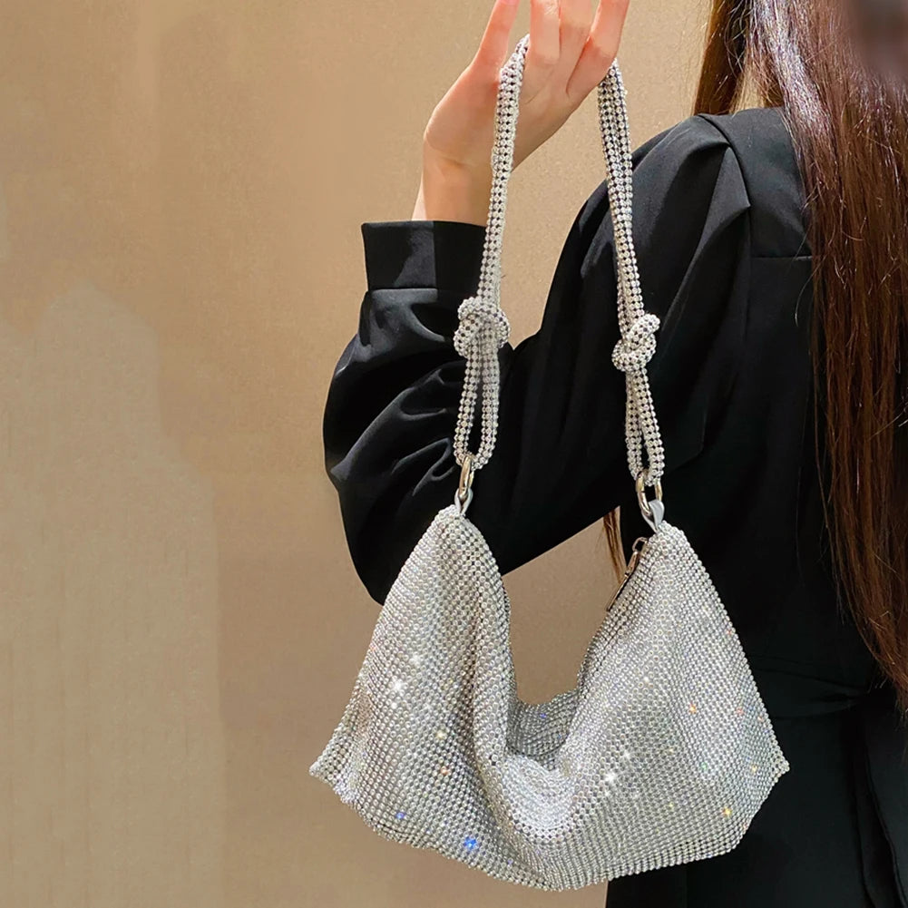 Women Shiny Crossbody Bag Elegant Sparkle Shoulder Bags Clutch Bag Fashion Chain Tote Handbag Ladies Chic Evening Wedding Clutch Qme