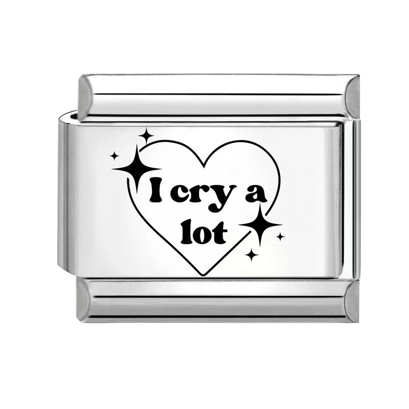 1pc Original Laser Engraving Star Art LOVE Heart Fish Charm Link fit 9mm Stainless Steel Jewelry Making DIY Italian Bracelet Gif Qme Style 1