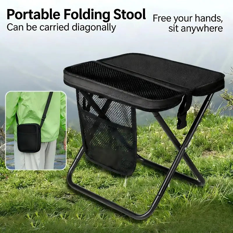 1 Portable Folding Camping Stool Convertible Crossbody Bag Qme