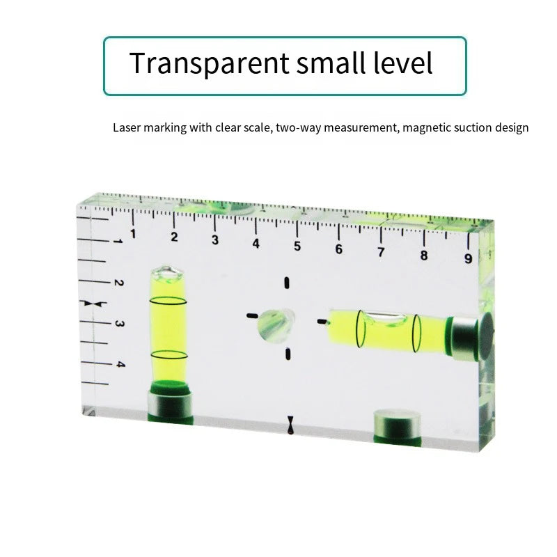 Transparent Magnetic Level Bubble Mini Spirit Three Strong Magnets Qme