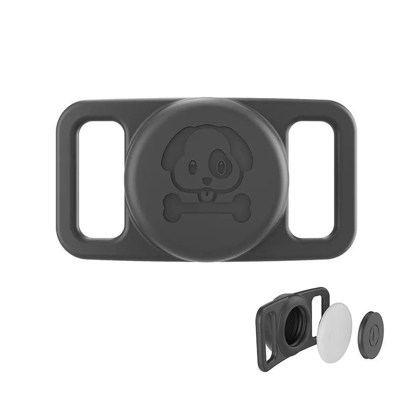 Waterproof case For Airtag Dog Collar Holder Case Lightweight Stretchable Tracker Cover Silicone Protector Protective Accessory Qme Gray