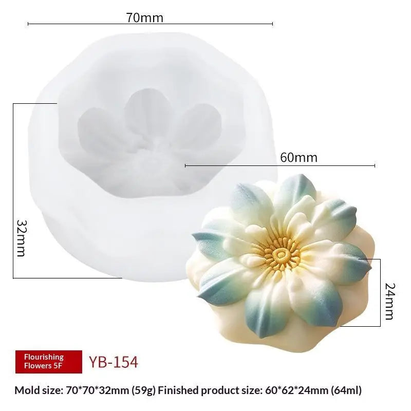 Flower Rice Cake Silicone Mold Non-stick Shape Mooncake Mung Bean Qme I
