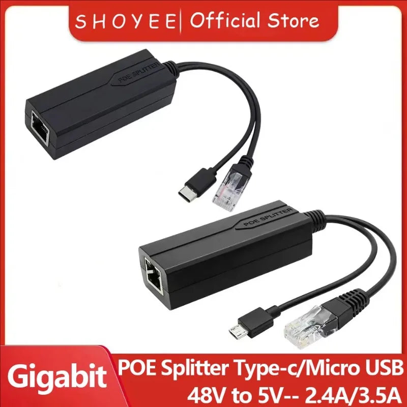 1PCS TYPE-C Port POE Splitter 100Mbps 48V to 5V Power Supply Module Ethernet to USB Adapter Qme