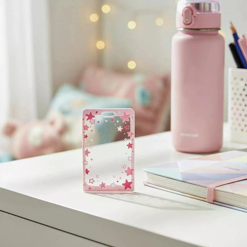Star Sliding Cover Card Holder Transparent Portable ID Protector Kpop Qme