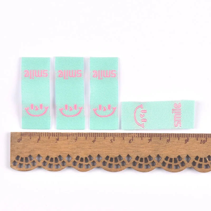 50Pcs Colorful Smile Embroidery Colth Labels Garment Washable Care Tags Sewing Accessories Crafts DIY Knitting Bag Shoe Supplies Qme 6