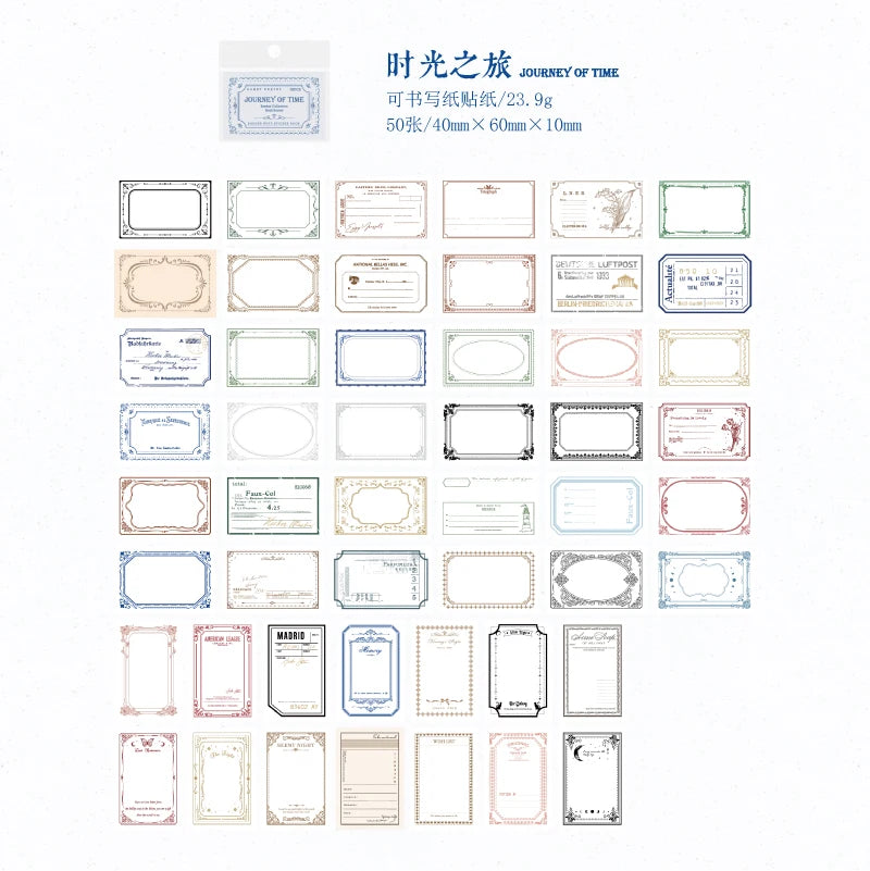 50 pcs INS Label Scrapbooking stickers Diy Planner Diary Album Collage material Hand Account junk journal supplies Qme D