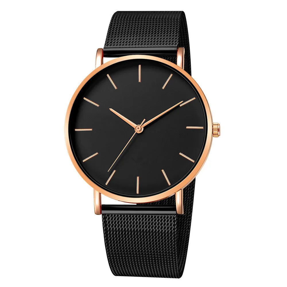 Reloj Mujer Ladies Fashion Metal Hour Casual Watch Simple Quartz Wrist Watch Female Black Mesh Stainless Steel Watch Saa Bracele Qme Black RG2