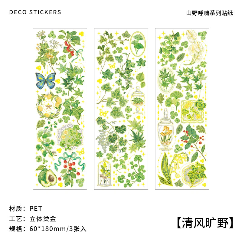 3 pcs Bronzing Flowers Stickers aesthetic Diy Stickers Aesthetic Scrapbooking Journal Deco Album Deco DIY Diary Stationery Qme 1