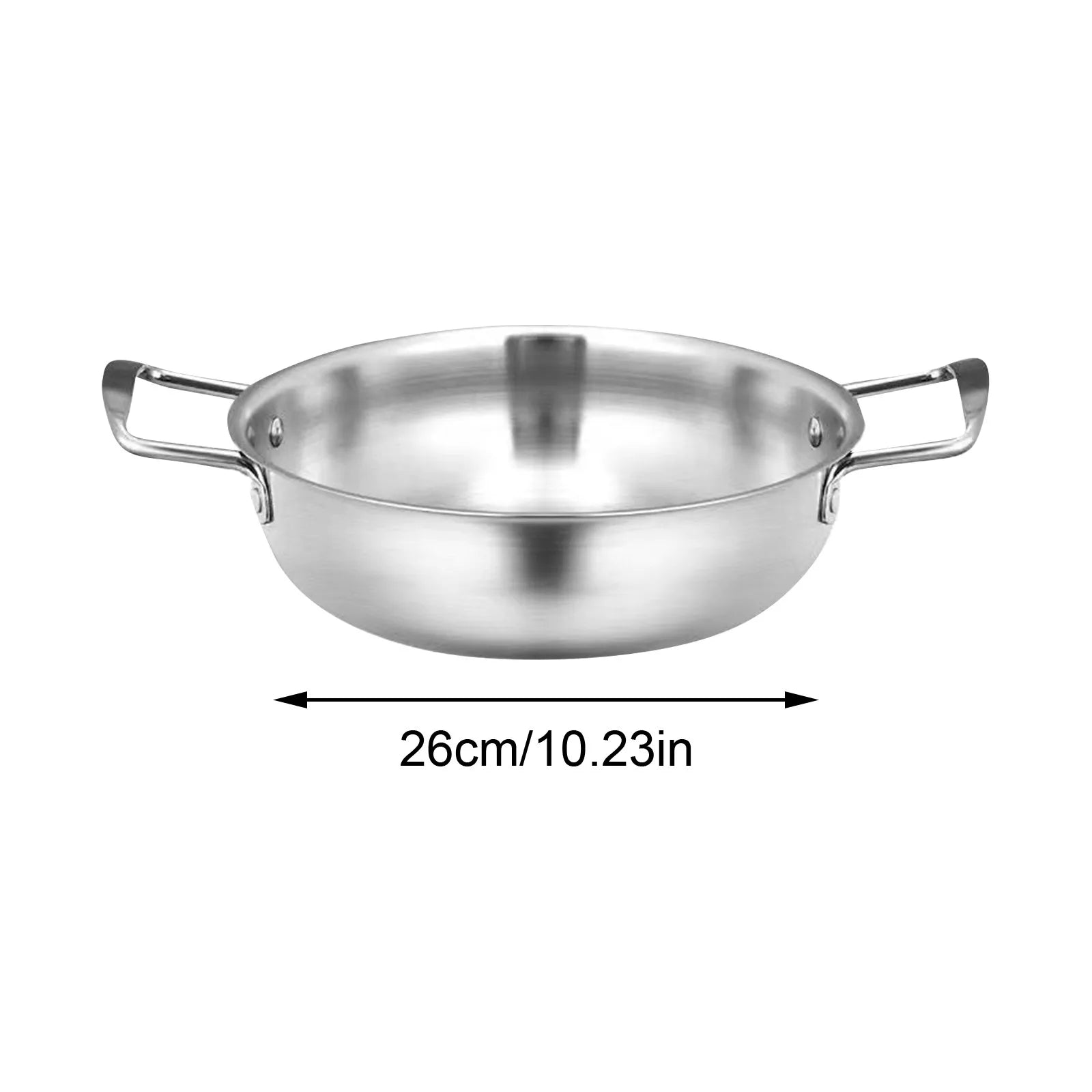 Seafood Stainless Steel Korean Style Pot Double Ear Soup Instant Noodles Gold Thick Durable Reinforced Bottomed Dry Pot Qme silvery