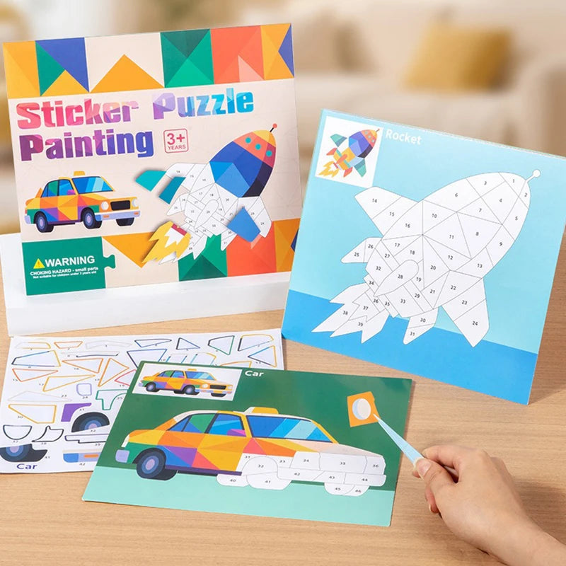 3D Puzzle Sticker DIY Craft Art Kit with Self-Adhesive Paper Back-to-School Gift Animal Collages Creative Handcraft Educational Qme