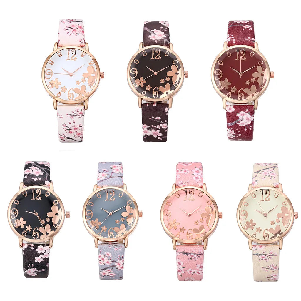 Watch for women with Colorful flowers small fresh printed belt Fashion Ladies Quartz Watch Exquisite watch часы женские Qme
