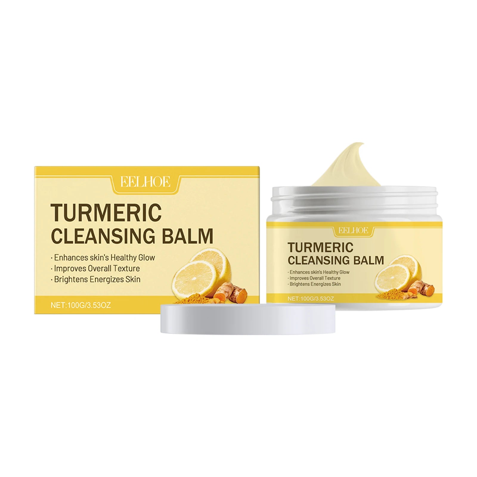 Ginger Lemon Makeup Remover Cleansing Facial Non-Tightening Gentle Makeup Face Eye Lip Makeup Remover Turmeric Cleansing Balm Qme 1Pcs