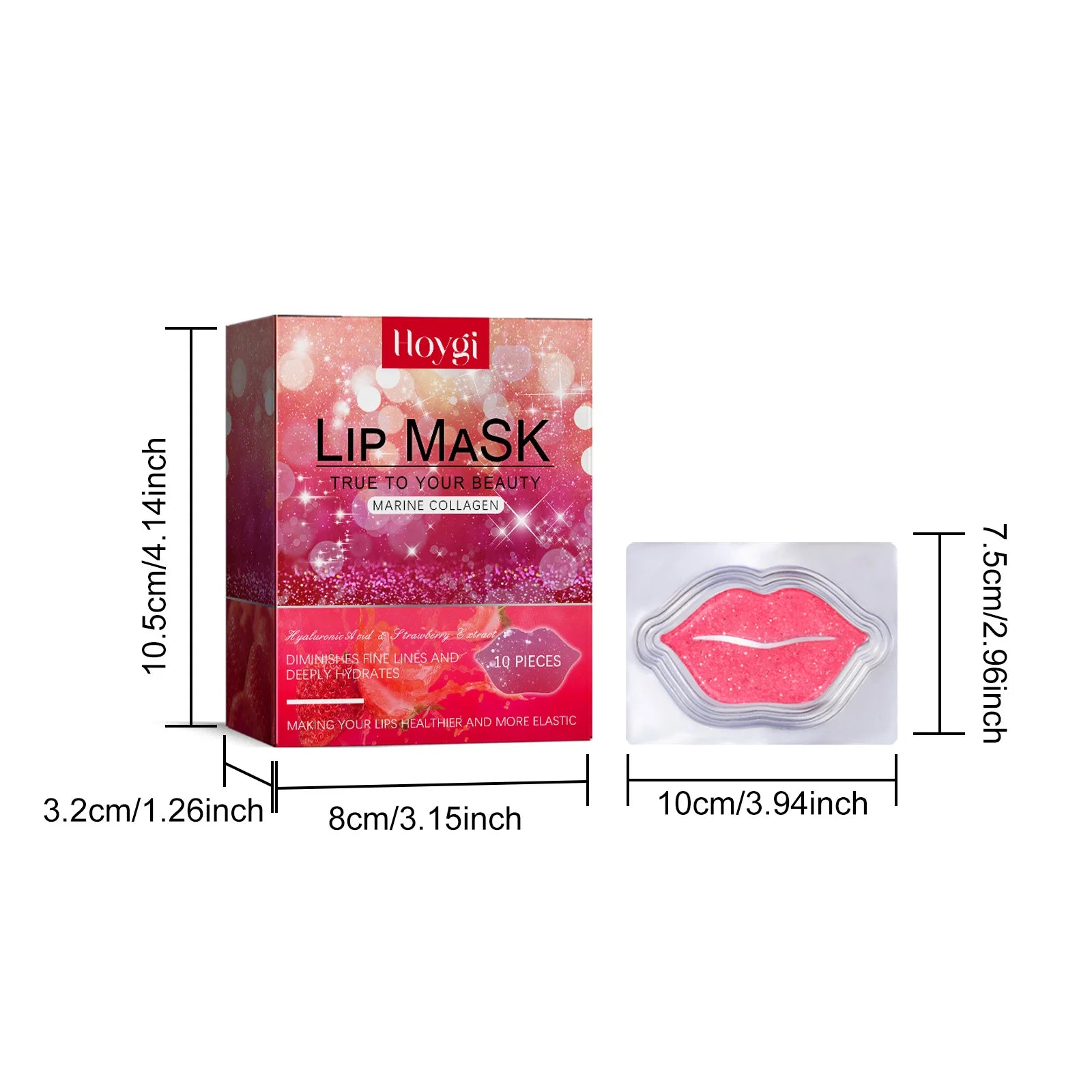 10Pcs Marine Collagen Lip Mask Nourishing Lip Care Moisture Fruits Essence Firming Moisturizing Labial Gel Patch Lips Pad Patche Qme