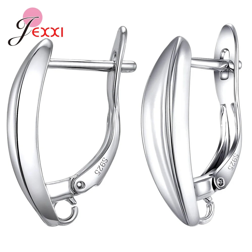Genuine 925 Sterling Silver Color Earrings Findings For DIY Jewelry Accessory High Quality Women Girls Jewelry Component Qme B