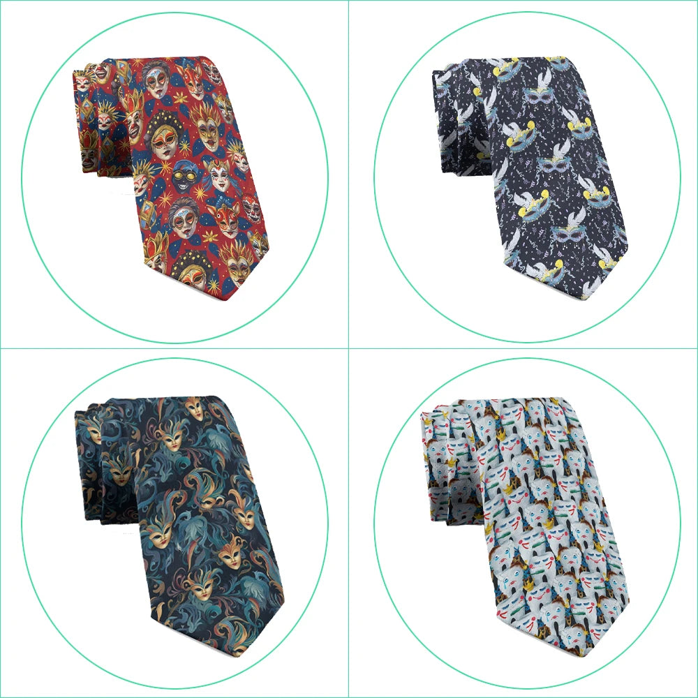 Personalized Printing Mask Pattern Tie Creative Novelty Men's Funny Qme