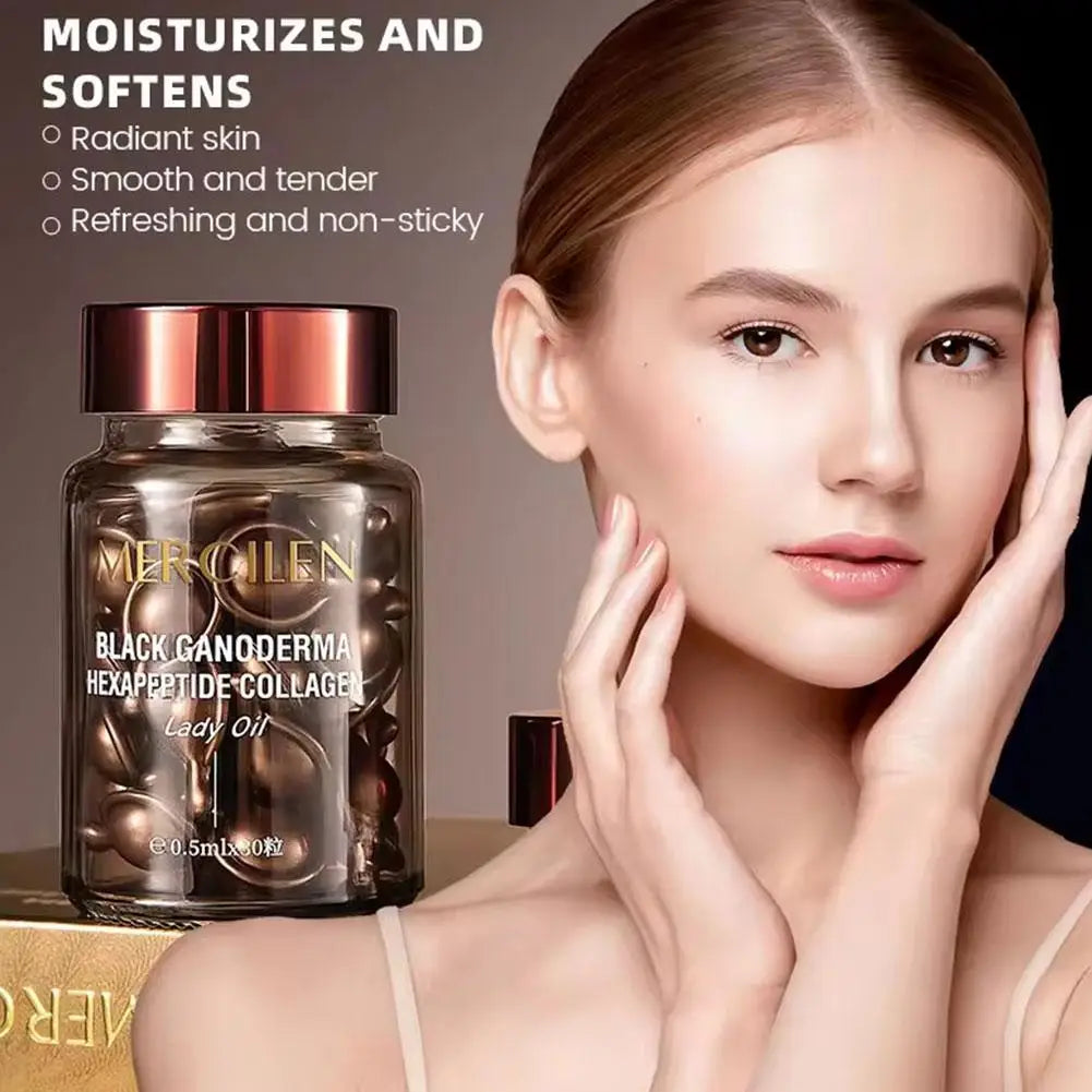 Black Ganoderma Collagen Ampoules , Tender Skin Hydrating Eye Cream Nourishing And Hydrating Facial Essence 30pcs Qme