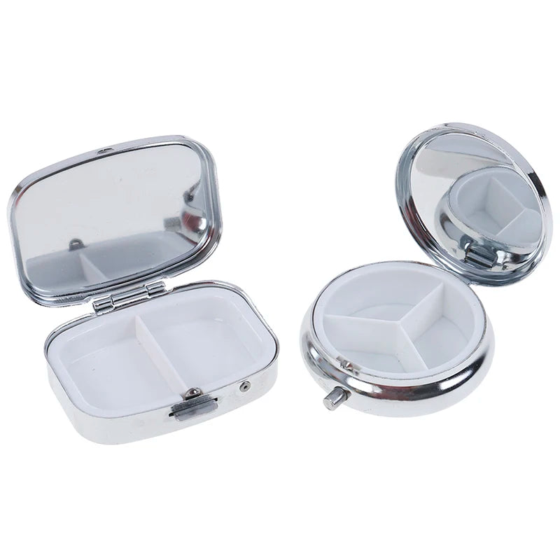 Small Metal Silver Tablet Pill Box Container Medicine Case Portable Qme