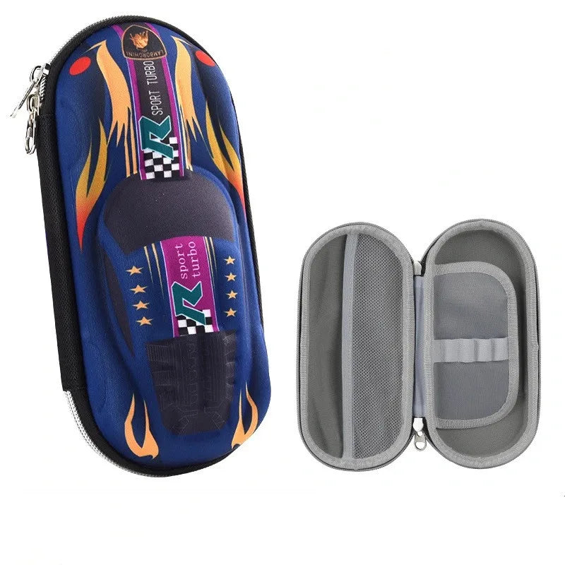 3D Racing Car Pencil Cases Cartoons School Pencil Case For Children Stationery Box EVA PU Plastic Pen Case Boy Cute Pen Bag Qme Sapphire blue