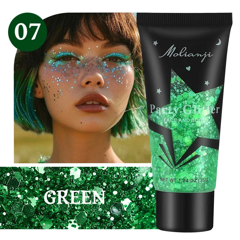 Sequin Gel Its Own Viscosity Easy Push Apply Long-lasting Makeup Qme 07 GREEN