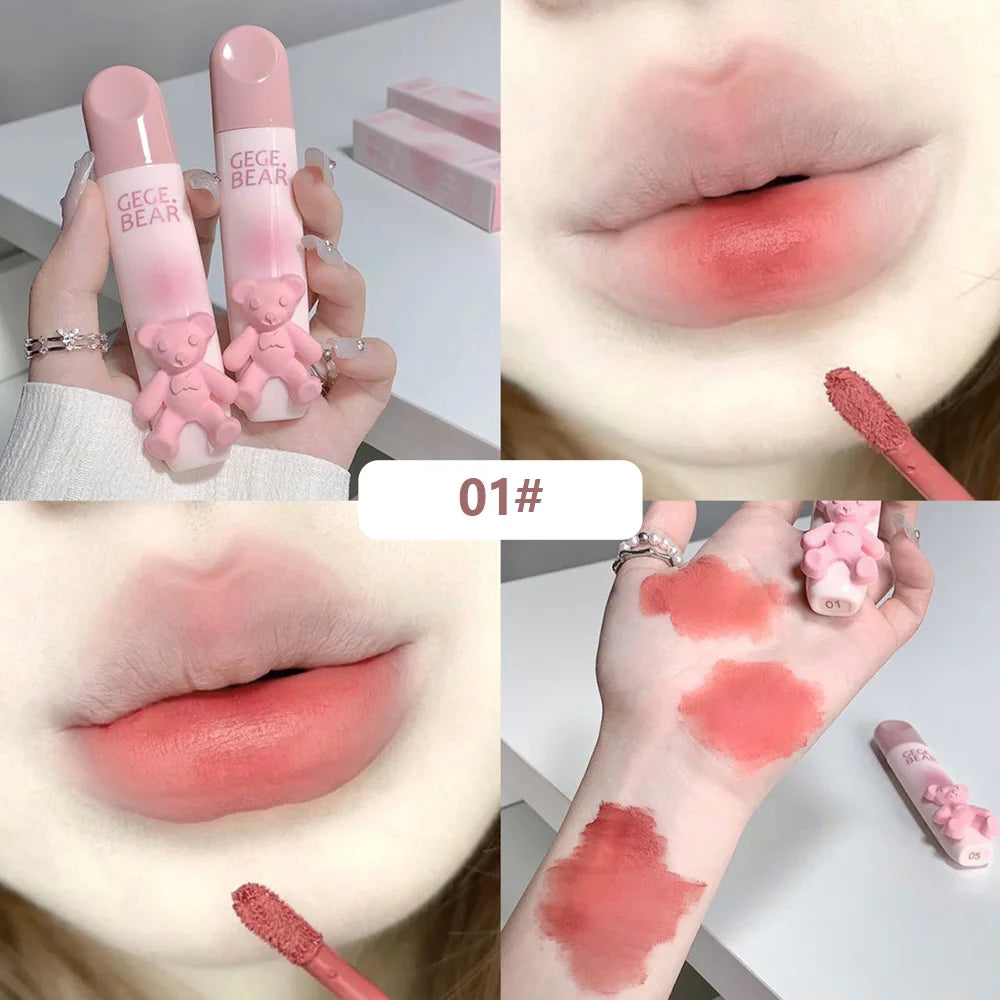 Gegebear Bear Lip Glaze Matte Velvet Lipstick Long-lasting Whitening Qme GX1079-1