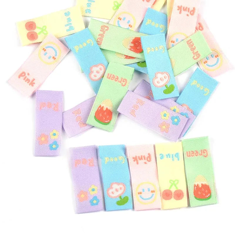 50pcs Cute Cartoon Flower Kids Clothes Labels For Sewing Accessories Embroidery Tags DIY Hats Bags Crafts Garment Supplies c3614 Qme