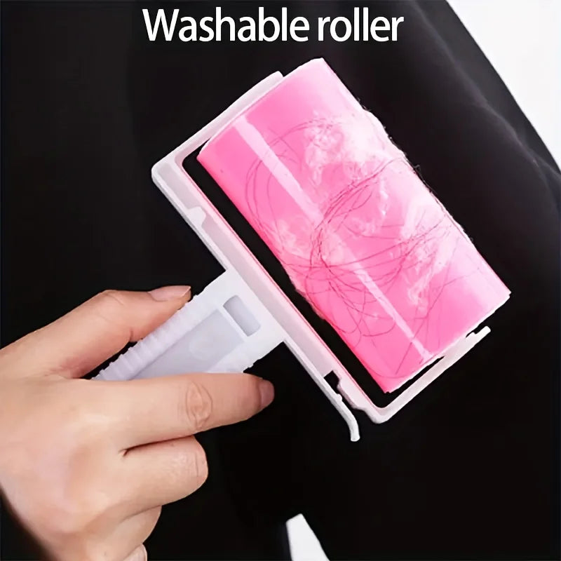 Green Manual Pet Hair Removers - Washable Reusable Sticky Rollers, Brushes & Lids - Heavy-Duty Plastic Handle - Turquoise Qme Pink