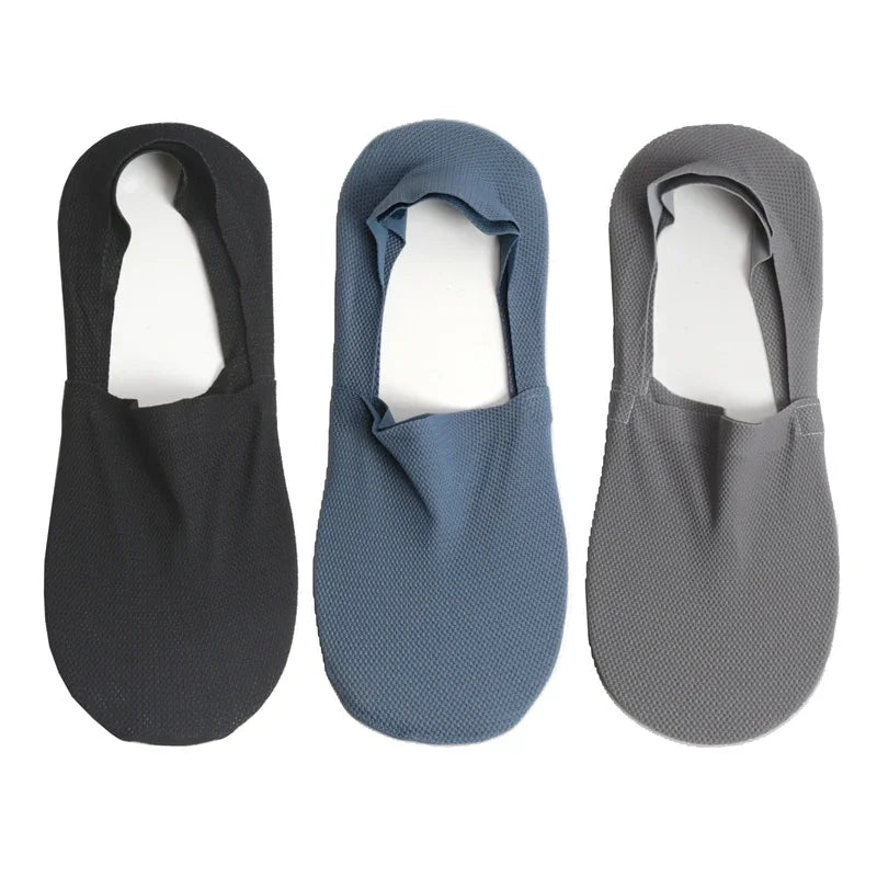 3 Pairs Men's Boat Socks 100 Cotton Deodorant Sweat Absorption Mesh Qme 3 Pairs -A EU38-43 (US5-9)