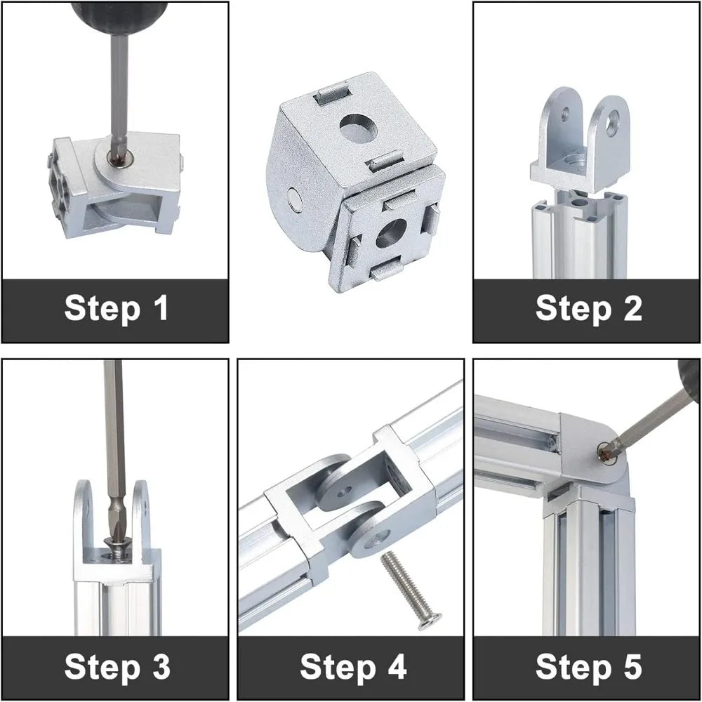 2020 Series Aluminum Profile Die-casting Zinc Alloy Flexible Pivot Joint 2020/3030/4040 Series Aluminum Profile Zinc Alloy Hinge Qme
